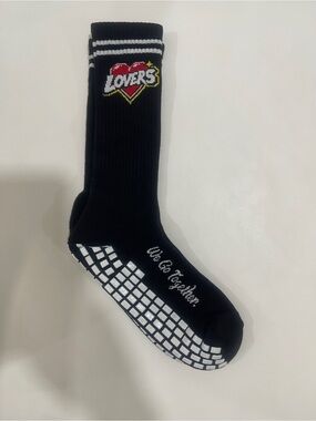 Love Black Athletic Grip Crew Socks